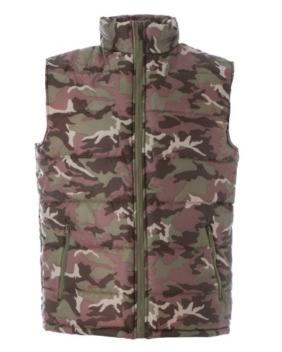 Gilet in nylon lucido impermeabile New Shanghai Camouflage Green