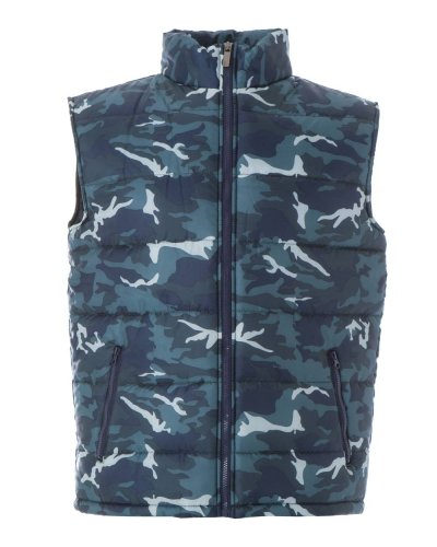 Gilet in nylon lucido impermeabile New Shanghai Camouflage Blue