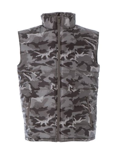 Gilet in nylon lucido impermeabile New Shanghai Camouflage Grey
