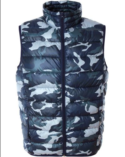 Gilet in nylon morbido e lucido Nancy Camouflage Blue
