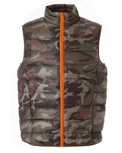Gilet in nylon morbido e lucido Nancy Camouflage Green