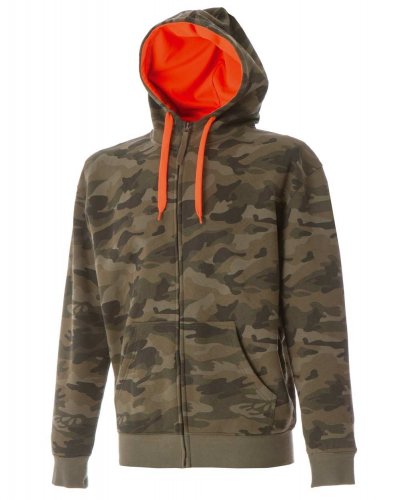 Felpa zip cappuccio New Kansas Camouflage Green