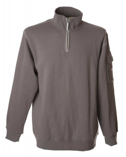 Felpa zip corta e portabadge Grey
