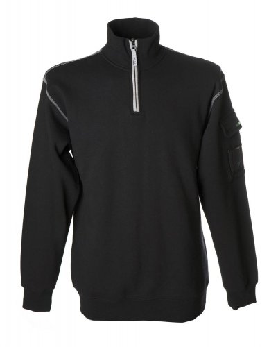 Felpa zip corta e portabadge Black