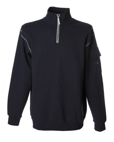 Felpa zip corta e portabadge Navy