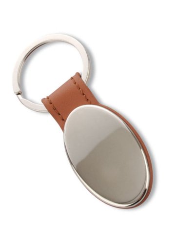 Portachiavi metallico ovale Marrone