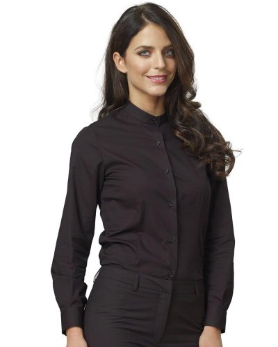 Camicia da donna collo alla coreana Rubina Nero