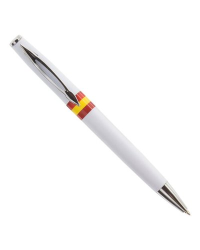 Penna nazionale in plastica con clip in metallo Bianco