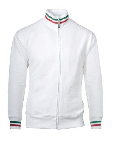 Felpa uomo con collo a lupetto tricolore Bianco