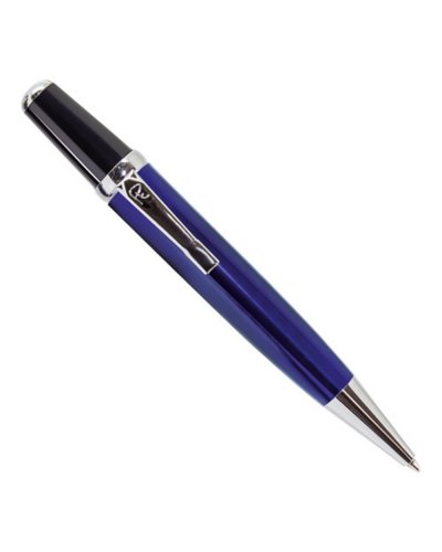 Penna metallo finitura in argento Blu