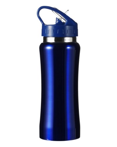 Borraccia botton push inox 600 ml Blu