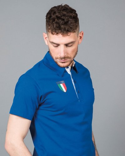 Polo manica corta con stemma tricolore