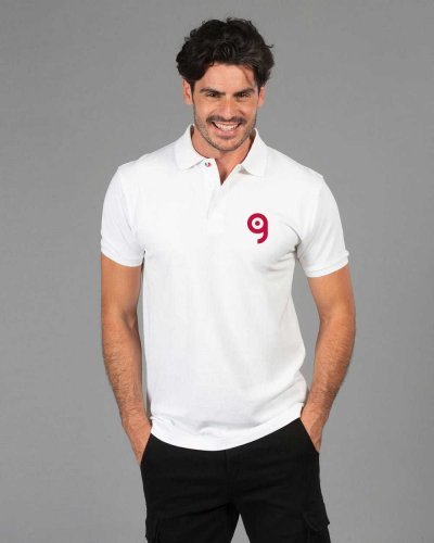 Polo Colombia uomo cotone piqué, bottone tricolore, regular fit
