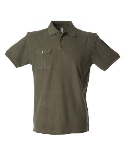 Polo manica corta con taschino Army Green