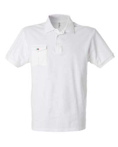 Polo manica corta con taschino White