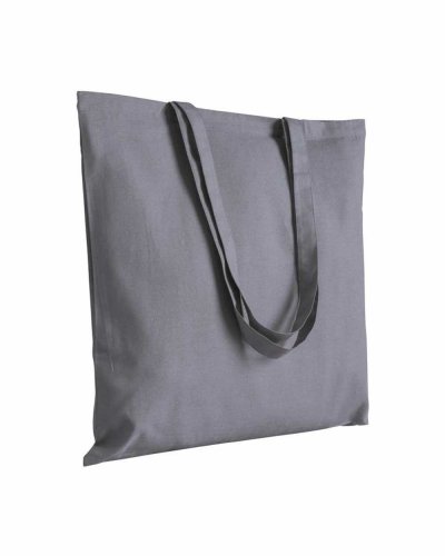 Shopper in cotone colorato manici lunghi da 180 gr Grigio