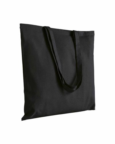 Shopper in cotone colorato manici lunghi da 180 gr Nero