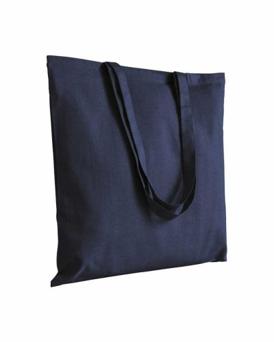 Shopper in cotone colorato manici lunghi da 180 gr Blu scuro