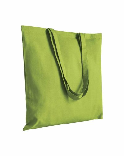 Shopper in cotone colorato manici lunghi da 180 gr Verde mela