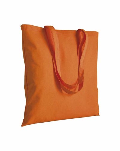 Shopper in cotone colorato manici lunghi da 180 gr Arancione