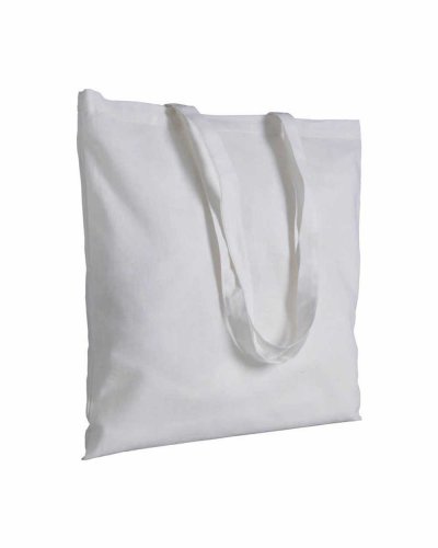 Shopper in cotone bianco manici lunghi 180 gr