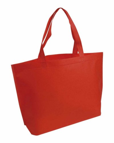 Shopper in TNT con soffietto alla base Rosso