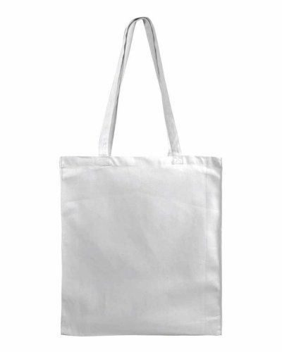 Shopper bianca in cotone con soffietto da 180 gr Bianco
