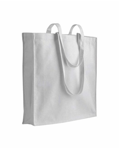 Shopper bianca in cotone con soffietto da 180 gr
