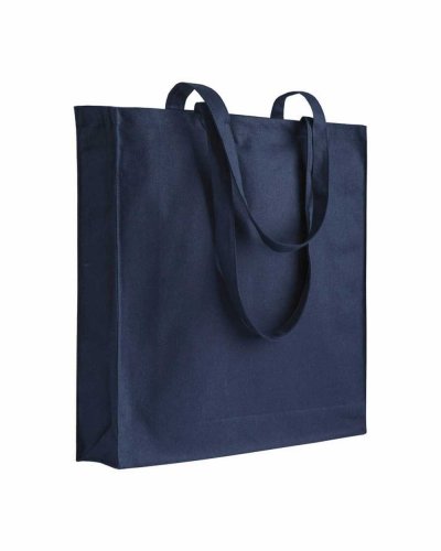 Shopper in cotone colorato con soffietto da 180 gr Blu scuro