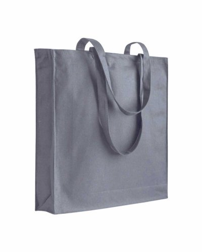 Shopper in cotone colorato con soffietto da 180 gr Grigio