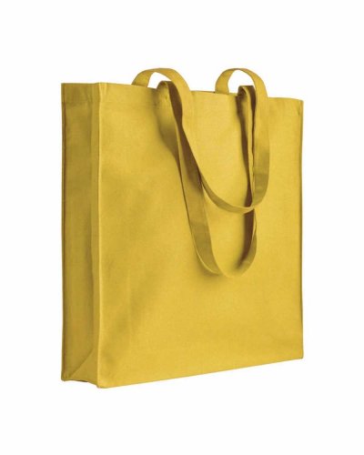 Shopper in cotone colorato con soffietto da 180 gr Giallo