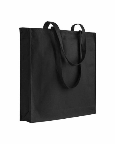 Shopper in cotone colorato con soffietto da 180 gr Nero