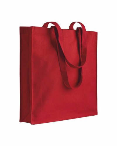 Shopper in cotone colorato con soffietto da 180 gr Rosso