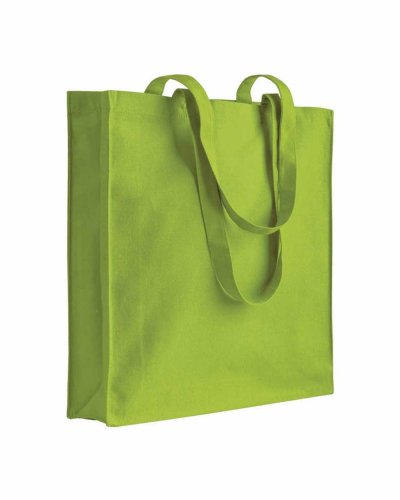 Shopper in cotone colorato con soffietto da 180 gr Verde mela
