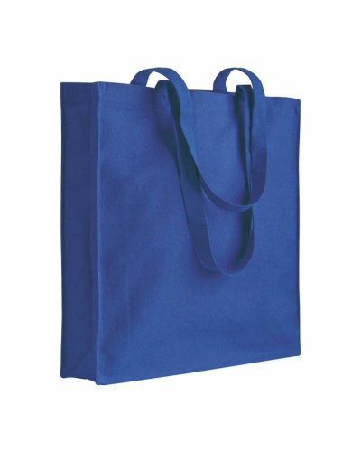 Shopper in cotone colorato con soffietto da 180 gr Blu Royal