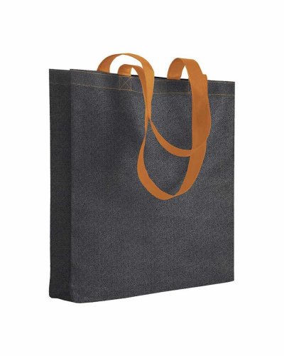 Shopper TNT stampato effetto jeans Arancione
