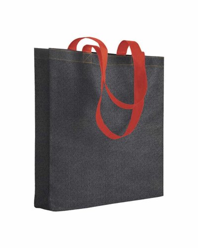 Shopper TNT stampato effetto jeans Rosso