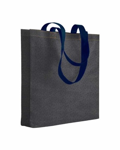 Shopper TNT stampato effetto jeans Blu scuro