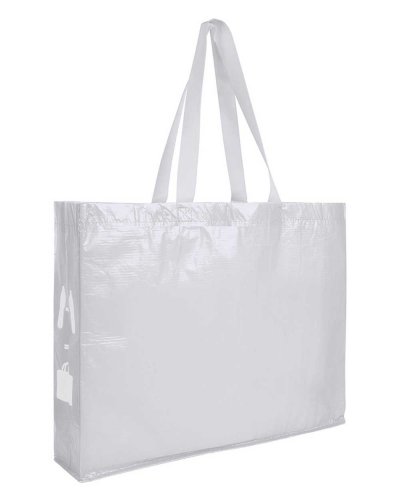 Shopper con soffietto in R-PET Bianco