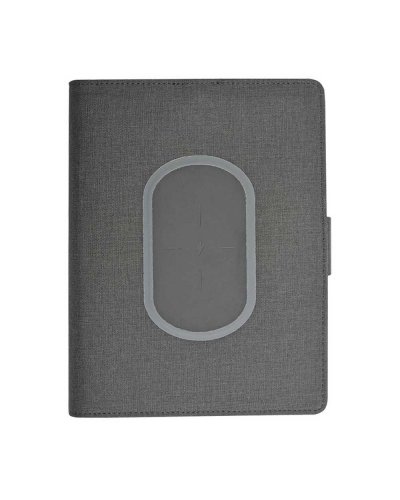 Organizer con wireless charger e quaderno Nero