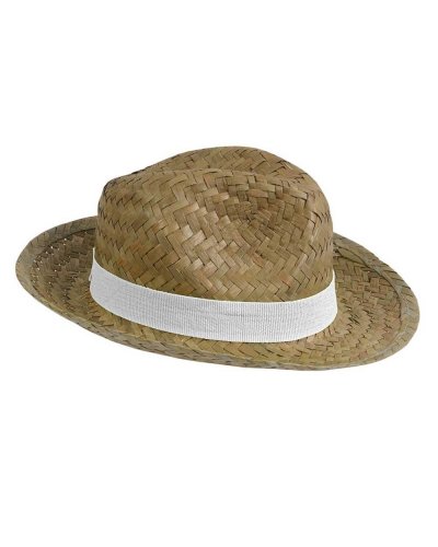 Cappello in paglia con fascia elastica Bianco
