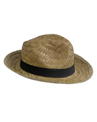 Cappello in paglia con fascia elastica Nero