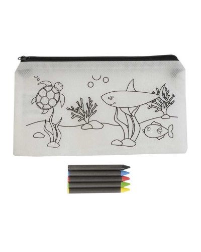 astuccio colorabile in TNT con pastelli Bianco