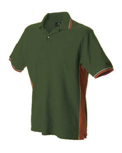 Polo manica corta bicolore Ankara Dark Green/Orange