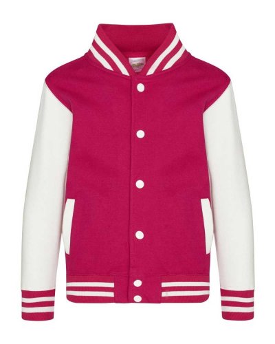 Kids Varsity Jacket Hot Pink/White