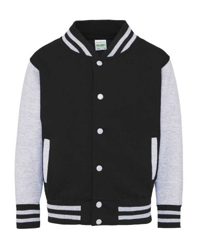 Kids Varsity Jacket Black/Heather Grey