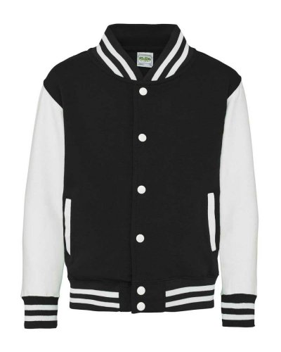 Kids Varsity Jacket Jet Black/White