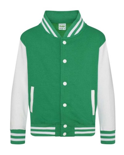Kids Varsity Jacket Kelly Green/White