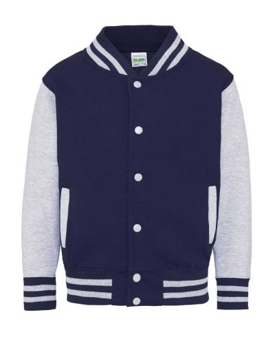 Kids Varsity Jacket Oxford Navy/Heather Grey