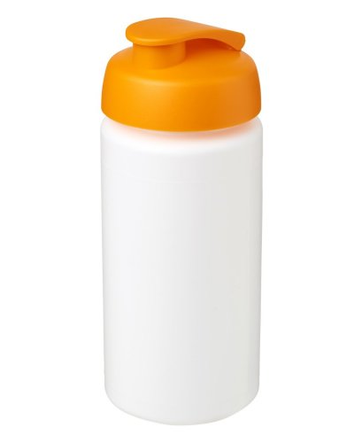 Borraccia Plus 500 ml coperchio a scatto ed impugnatura Solido bianco / Arancio